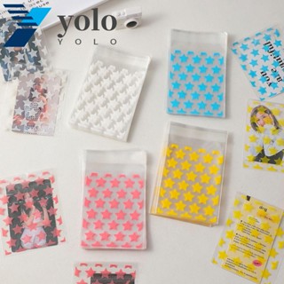 Yolo ถุงของขวัญ ใส่บัตรไอดอล มีกาวในตัว PE แบบใส กันน้ํา สําหรับใส่เครื่องประดับ 50 ชิ้น