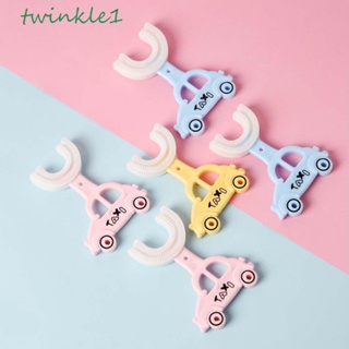 Twinkle1 แปรงสีฟันซิลิกาเจล ขนแปรงนุ่ม หมุนได้ 360 องศา ปลอดภัย สําหรับเด็ก