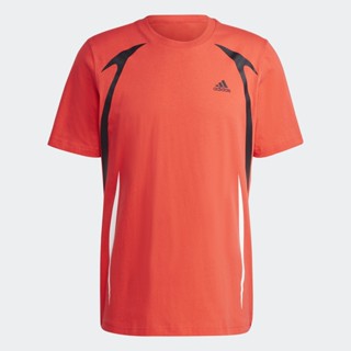 adidas ไลฟ์สไตล์ เสื้อยืดคัลเลอร์บล็อก ผู้ชาย สีแดง IC3703
