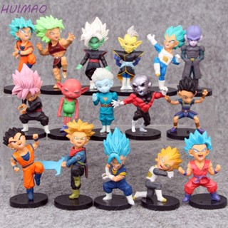 Huimao ฟิกเกอร์ Dragon Ball Z Super Saiyan Son Goku Dragon Ball Super Surrounding Majin Buu Q Version ชุดของขวัญวันเกิด 16 ชิ้น ต่อชุด