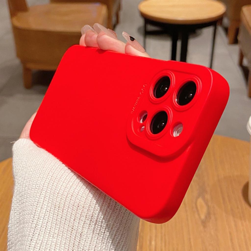 เคสไอโฟนแดงซิลิโคน เคสข้างในกำมะหยี่ไอโฟน15 เคสiPhone14กันกระแทกแบบนิ่มเคสโทรศัพท์สำหรับ เคสApple iP