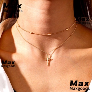 Maxg สร้อยคอโชคเกอร์ จี้ไม้กางเขน เครื่องประดับโรแมนติก สําหรับผู้หญิง