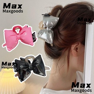 Maxg กิ๊บติดผม หนัง PU รูปปลาฉลาม ประดับโบว์ ขนาดใหญ่ สีชมพู แฟชั่นสําหรับผู้หญิง