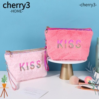 Cherry3 กระเป๋าเครื่องสําอาง แต่งซิป ขนาดใหญ่ จุของได้เยอะ สีแคนดี้