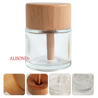 Alisond1 ขวดแก้วใส่น้ํามันหอมระเหย ขนาดเล็ก แบบพกพา พร้อมฝาปิดไม้ 50 มล. DIY สําหรับตกแต่งบ้าน