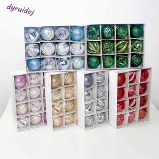 Dyruidoj1 จี้ลูกบอลพลาสติก กลิตเตอร์ กันแตก สําหรับแขวนตกแต่งต้นคริสต์มาส 12 ชิ้น
