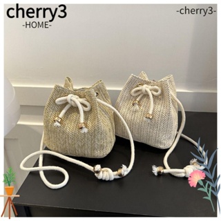 Cherry3 กระเป๋าถือ กระเป๋าสะพายไหล่ ฟางสาน ขนาดใหญ่ จุของได้เยอะ สวมใส่สบาย แฟชั่นสําหรับสตรี