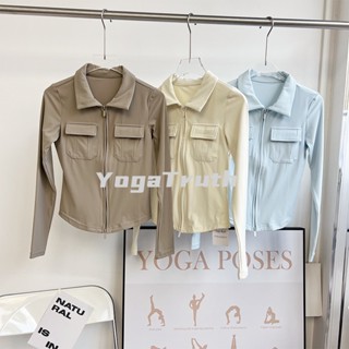 【YOGATRUTH】เสื้อโค้ทแขนยาว คอปก เหมาะกับการเล่นโยคะ ฟิตเนส วิ่ง เล่นกีฬากลางแจ้ง