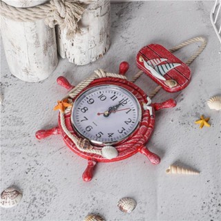 Shopkeepers selection# Mediterranean style wall clock wooden craft decorations rudder pilot rudder living room bedroom wall creative clock 8.25N