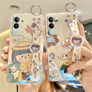 ใหม่ เคสโทรศัพท์มือถือ ลายการ์ตูนเด็กผู้หญิงน่ารัก ประดับพลอยเทียม วิบวับ พร้อมสายคล้องข้อมือ แฟชั่น สําหรับ VIVO V29 Y27 Y36 Y78 5G 4G V29 Y27 2023