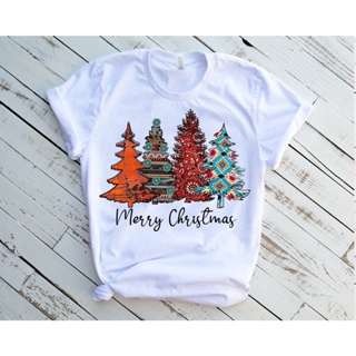 เสื้อยืดลําลอง แขนสั้น พิมพ์ลาย Merry Christmas Farm Animal สไตล์ฮาราจูกุ สําหรับสตรี 2023