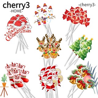 Cherry3 ท็อปเปอร์คัพเค้ก ลายต้นคริสต์มาส ซานต้า สุขสันต์วันคริสต์มาส 48 ชิ้น