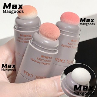 Maxg บลัชออน แบบแท่ง ติดทนนาน พร้อมฟองน้ําแต่งหน้า แฟชั่น หัวคู่ สีโมโนโครม สําหรับผู้หญิง