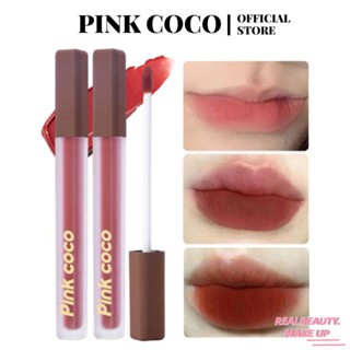 PINK COCO 6 สี Velvet Lip Glaze Silky Matte ลิปสติก Non-stick Cup Lip และ Cheek Dual-use Lip Mud [realbeauty]