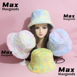 Maxg หมวกบักเก็ต ขนเฟอร์เทียมนิ่ม หนา อบอุ่น สีมัดย้อม กันแดด แฟชั่นฤดูหนาว สําหรับชาวประมง