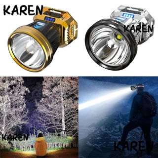 Karen ไฟฉายคาดศีรษะ LED 2 in 1 พลังงานสูง กันน้ํา ชาร์จ ABS สวมใส่ได้ สําหรับกลางแจ้ง