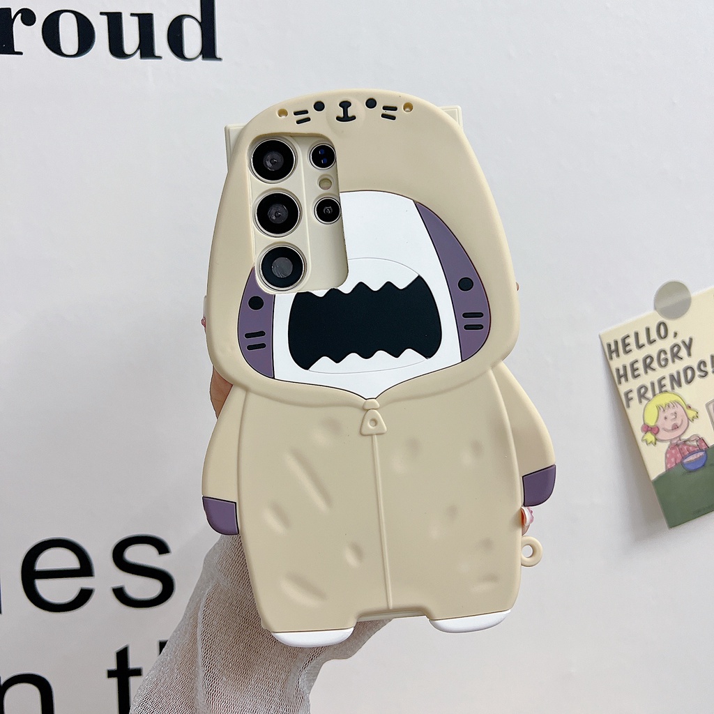เคสโทรศัพท์มือถือ ซิลิโคน กันกระแทก ลายการ์ตูนฉลาม 3D สําหรับ Samsung Galaxy S26 S25 S24 S23 S22 S21 S20 Ultra Plus S23FE S21FE S20FE A15 A05 A14 A34 A54 A73 A52 A56 A36 A26 A16