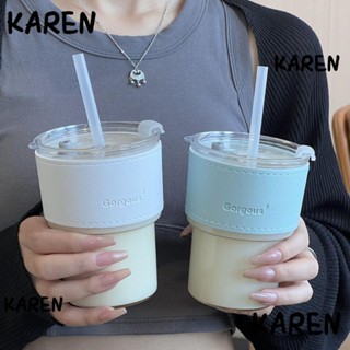 Karen ขวดน้ํา แก้วกาแฟ เบียร์ พร้อมหลอดดูด 400 มล.