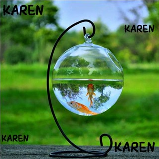 Karen โถแก้วแขวนผนัง พร้อมขาตั้ง ขนาดเล็ก สําหรับตกแต่งบ้าน ตู้ปลา