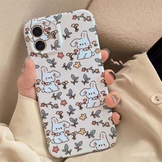 เคสป้องกันโทรศัพท์มือถือ แบบนิ่ม ลายดอกไม้ และกระต่าย กันกระแทก สําหรับ iPhone 11 11Promax 12 13 14plus xs xr xsmax 7 8plus