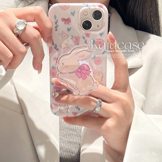 เคสป้องกันโทรศัพท์มือถือ แบบนิ่ม ลายกระต่าย และดอกไม้ กันกระแทก สําหรับ iPhone 14Pro 13Promax 12 11 xs xr xsmax 7 8plus