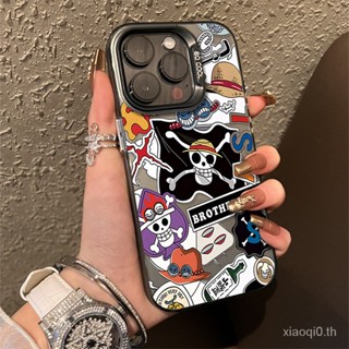 เคสป้องกันโทรศัพท์มือถือโลหะ กันกระแทก ลายการ์ตูนอนิเมะ One Piece สําหรับ iPhone 12Promax 14promax 13pro 12 11