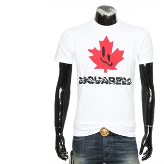 Dsquared2 D2 เสื้อยืดคอกลม แขนสั้น ลายการ์ตูนใบเมเปิ้ล ทรงสลิมฟิต สําหรับผู้ชาย S74GD0951 S23009