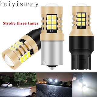 Huiyisunny หลอดไฟถอยหลังรถยนต์ LED T15 T20 1156 W16W P21W W21W 3 ครั้ง T16 921 912 2 ชิ้น