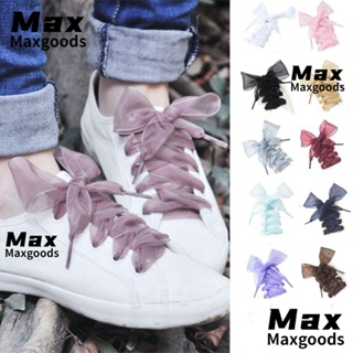 Maxg เชือกผูกรองเท้าผ้าใบ ผ้าไหมซาติน กว้าง 4 ซม. 110 ซม. สําหรับผู้หญิง 2 คู่