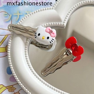Mxfashione Hello KT กิ๊บติดผม รูปโบว์ สีชมพู โลหะผสม แฟชั่นสําหรับเด็กผู้หญิง