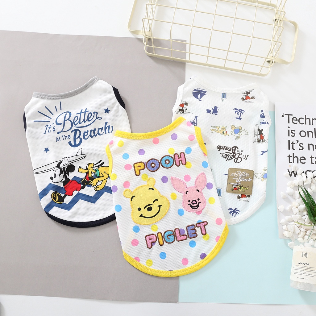 สะดวกสบายระบายอากาศเสื้อผ้าสัตว์เลี้ยงเสื้อผ้าสุนัขเสื้อผ้าแมวเสื้อกั๊กการ์ตูนน่ารักฤดูร้อนบางสไตล์ll-เอฟเอส-เอสเอส