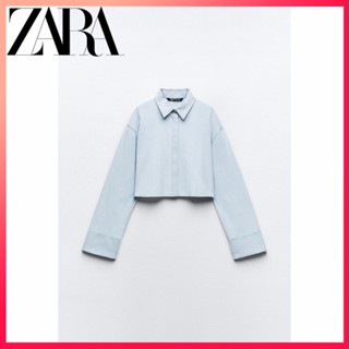 Zara ฤดูใบไม้ร่วงใหม่ TRF ผู้หญิงกลับข้ามออกแบบเสื้อสั้น