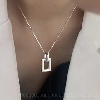 0827YWBY Japanese and Korean Style Geometric Hollow Necklace Minority Simple Design High-Grade Clavicle Chain Fashion Commuter Earrings for Women 9BUD