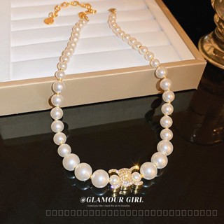 0827YWBY European and American Entry Lux Style Rhinestone Pearl Necklace Western Classy Style All-Matching Graceful Necklace Trendy Palace Style Necklace Women KHC5