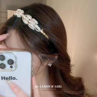 0827YWBY Rhinestone Pearl Bow Headband Dongdaemun Niche High Sense Headband Mori Style Online Influencer Refined Stylish Hair Accessories Female 0LMZ