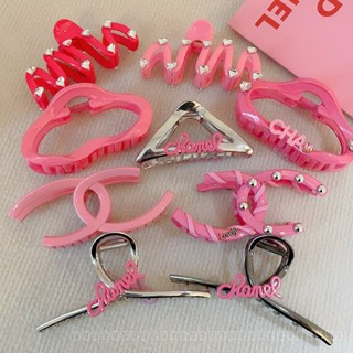 0827YWBY Pink Y2g Diamond-Embedded Love Wave Barrettes Simple Temperament Grip Back Head Shark Clip Sweet Cute Hair Accessories UDWX