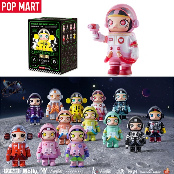 Pop MART MEGA SPACE MOLLY 100% SERIES 02-B กล่องสุ่มแอ็คชั่นฟิกเกอร์ ของเล่นน่ารัก