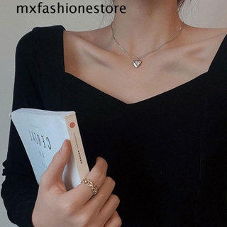 Mxfashione สร้อยคอโซ่ จี้รูปหัวใจ เปิดได้ สีเงิน หรูหรา เครื่องประดับแฟชั่น สําหรับผู้หญิง