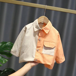 จัดส่งด่วน เสื้อเชิ้ตแขนยาว คอปก สีพื้น แฟชั่นฤดูใบไม้ร่วง สําหรับเด็กผู้ชาย อายุ 1 ถึง 5 ปี