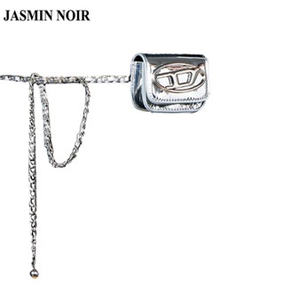 Jasmin NOIR กระเป๋าสะพายไหล่ หนัง PU แต่งสายโซ่โลหะ ขนาดเล็ก สําหรับผู้หญิง