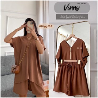 One Set Nina Setelan Long Square Nagita Hotpans Crinkle Airflow