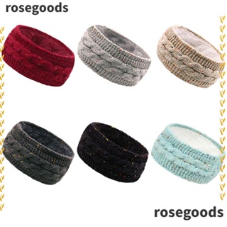 Rosegoods1 ที่คาดผม ผ้าโพกหัว ผ้าถัก ยืดหยุ่น สีพื้น แฟชั่นฤดูหนาว อบอุ่น สําหรับผู้หญิง