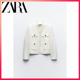 Zara ใหม่ เสื้อแจ็กเก็ตสูท คอปกตั้ง สําหรับผู้หญิง