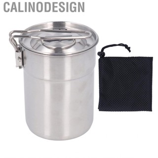 Calinodesign Camp Cooking Pot Foldable Handle Stainless Steel Wide Application Outdoor Camping Coffee Good Sealing Portable for