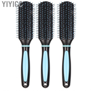 Yiyicc 9 Row Cushion Brush  Detangling Hair Round  Comfortable 3pcs for Blow Drying Styling