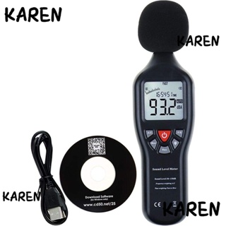 Karen เครื่องวัดระดับเสียงดิจิทัล หน้าจอ LCD 30dB เป็น 130dB แบบพกพา สีดํา