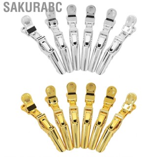 Sakurabc Hair Sectioning Clips  Salon 6pcs Double Hinged Prevent Slipping for Barber Shop