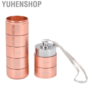 Yuhenshop Metal Weekly  Box Portable Aluminum Alloy Case Rose Gold for Travel