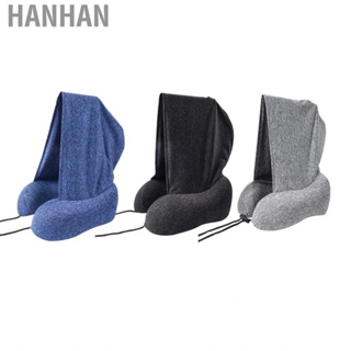 Hanhan Hooded U Shaped Pillow Removable Neck Protection Memory Cotton Travel for Home Outdoor Car