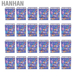 Hanhan wrapping paper 24pcs Birthday Bag Blue Cute Style Handle Design Paper Material Lightweight Portable Packing